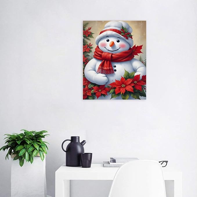 QZOTRXI Christmas Paint by Numbers Kit for Adults Beginner Snowman Red Scarf Paint by Number Kits On Canvas Winter Oil Painting Kit for Home Wall Decor UNFRAMED 20x16 inch