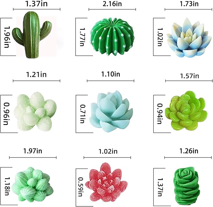 Navani 9 Pack Succulent Silicone Mold,Flower Resin Mold,Silicone Candle Molds.3D Cacti Candle Mold Silicone for Scented Candles Soaps Making, Wax, Resin Casting,Soap Cake Dessert Mousse Mold (A)