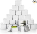 AVLA 24 Pack Candle Tins, 8 OZ Square Candles Jar with Lid, Empty Metal Candle Containers, Bulk Candy Storage Can Sets for DIY, Arts, Crafts, Storage, Gifts, White Decorative Candles Making Supplies