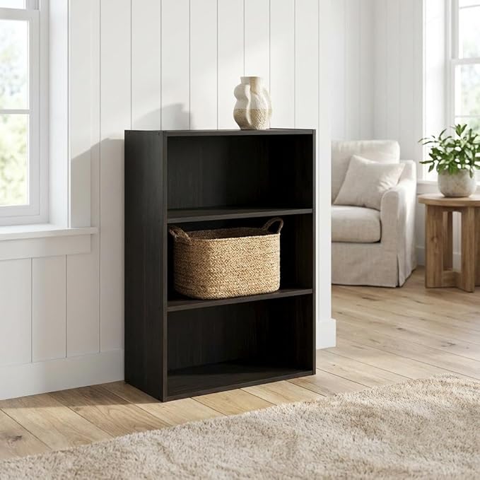 Furnifact Espresso Bookcase with Sturdy Wood Construction, Modern Design, Ideal for Home or Office Storage, Stylish and Durable Shelving Unit