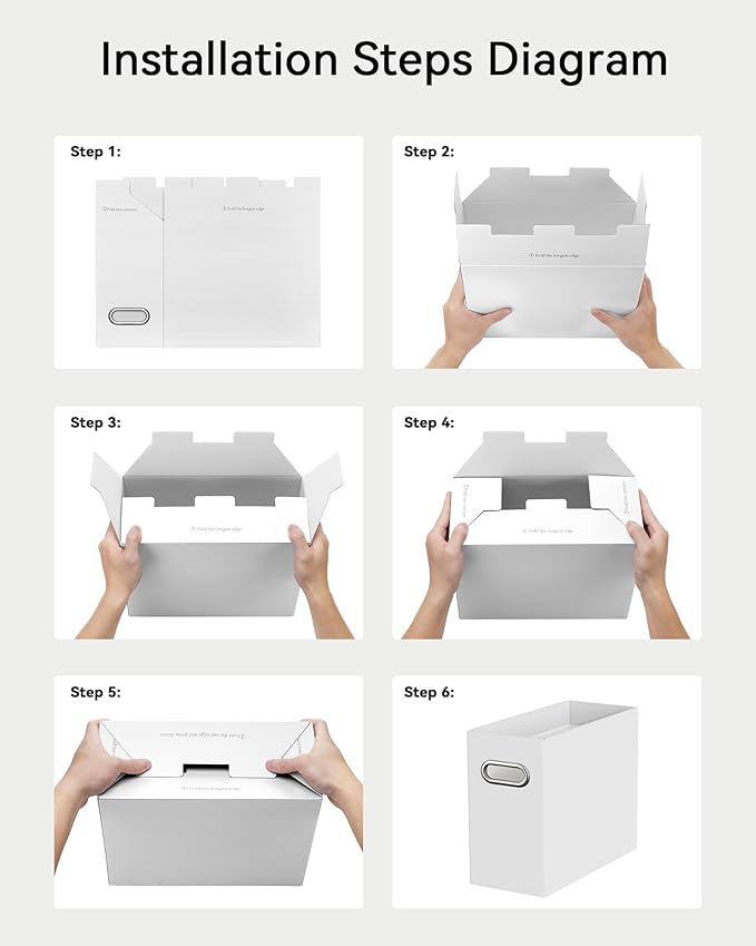 Oterri Cardboard File Organizer Box for Hanging File Folders Letter Size,File Box for Computer Desk,File Cabinet,Working Home,Office,Classroom (White, Letter Size - 6 Packs)