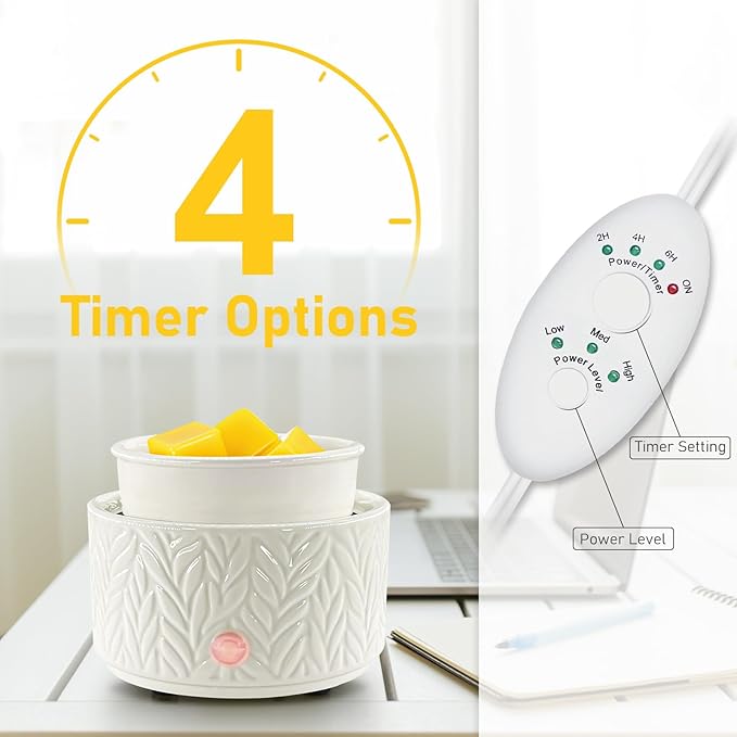 Wax Melt Warmer with Timer- 3-in-1 Wax Melter Burner, Fragrance Warmer for Scented Candles, Tarts, Essential Oils to Freshen Home Office, with Auto Shut Off and Temperature Adjustment, Gift & Décor