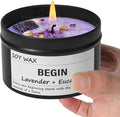 Begin New Beginnings Lavender & Eucalyptus Scented Candle, Black Jar with Purple Crystals, Natural Soy Wax Candles Gifts for People Embarking On Life’s New Journeys, Ready to Restart After A Setbac
