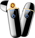 Electric Lighter, Smart USB Rechargeable, Mini Touch Ignition Windproof Flameless Plasma Lighter with Battery Indicator for Men Father Gifts (Pure Black)