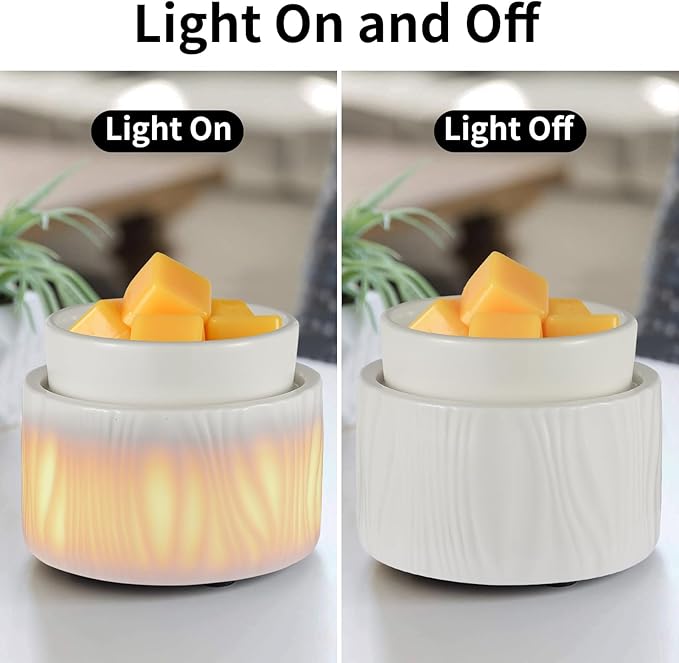Ceramic Wax Melt Warmer for Scented Wax Warmer with 7 Colors LED Ambiance Light 3-in-1 Electric Fragrance Candle Burner for Home Office Deco Birthday Gifts for Women Girl Mom Daughter 1 pcs