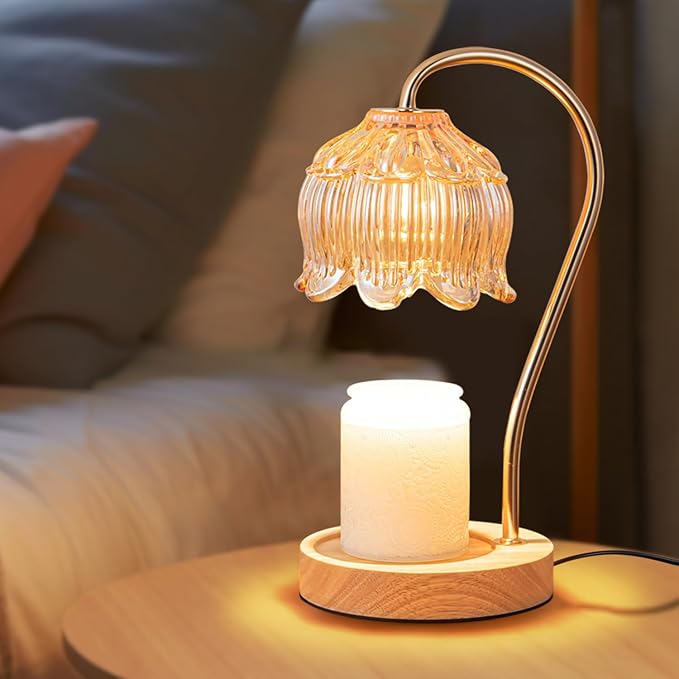 Candle Warmer Lamp with Timer Dimmable, Adjustable Height, House Warming Gifts New Home Decor, Mothers Day Birthday Gifts for Mom Women, Bedroom Decor with 2 Bulbs