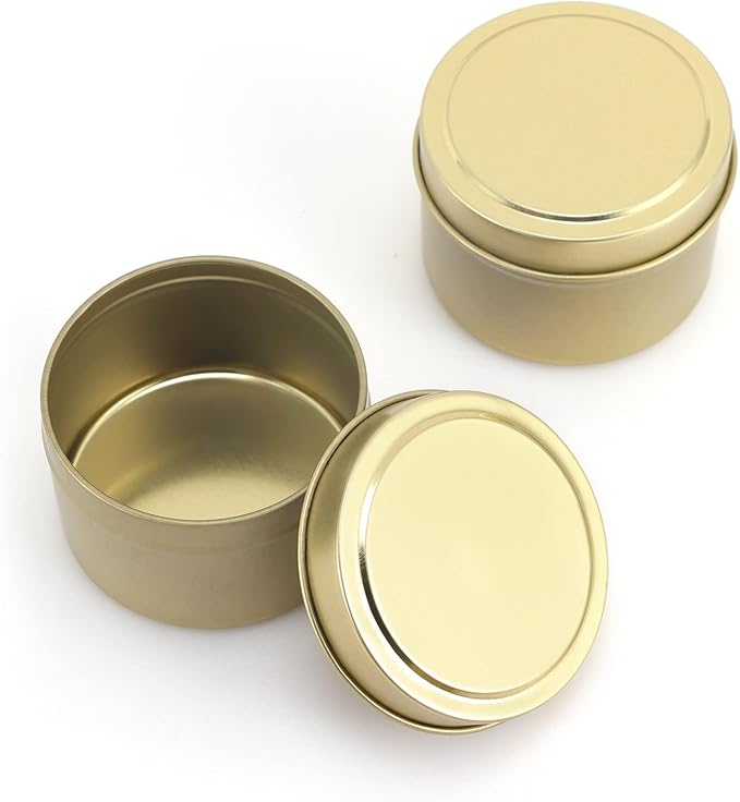 SONVIIBOX 48 Pieces 4oz Gold Candle Tins,Bulk Candle tin,Candle Jars for Making Candles,Bulk Candle Containers for Candle Making,Storage Jars,DIY Candle Making(Gold)