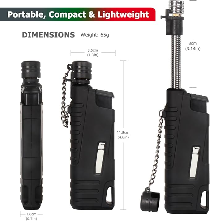 Navpeak Torch Lighter Flexible Wand Telescopic Windproof Jet Flame Lighters Butane Refillable for for Candle Kitchen Outdoor Grill Fireplace Camping(Buatne Not Included)(Red)