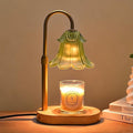 Candle Warmer Lamp with Timer Dimmable, Wax Melt Warmer Adjustable Height, Flower Warmer Lamp with 2 Bulbs for Jar Candles, House Warming New Home Decor, Gift for Mom Women (Green)