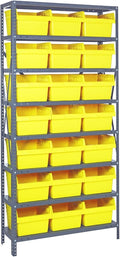 Quantum Storage Systems 1875-SB810YL Solid Heavy Duty 8 Shelves 21 STORE-MAX Yellow Bins 75" H x 36" W x 18" D