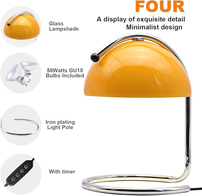Modern Metal Candle Warmer lamp, Compatible with Yankee Candle Large Jar, with Timer Warmer Candle Lamp, Suitable for Melting and Heating Jam Candles in Small and Large Jars (Orange)
