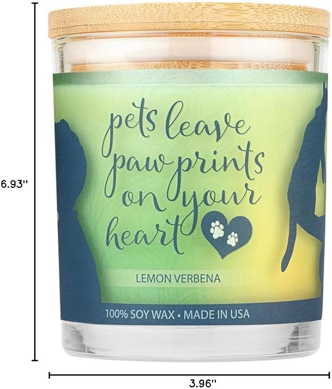 One Fur All Pet House Sentiments Candle - Lemon Verbena - Gift for Pet Lover - Pet Odor Eliminator Candle - Plant-Based Wax Candles - Non-Toxic - Pet-Friendly