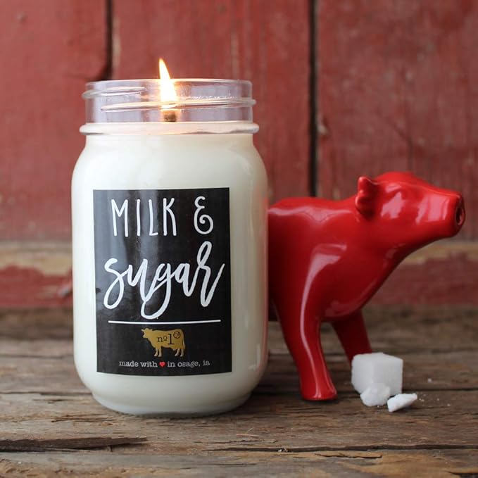 Milkhouse Candle Company - Milk & Sugar - 13oz Beeswax and Soy Candles - Farmhouse Collection - 100% Natural, Paraffin Free, with Premium Fragrance Oil, Glass Jars with Lids