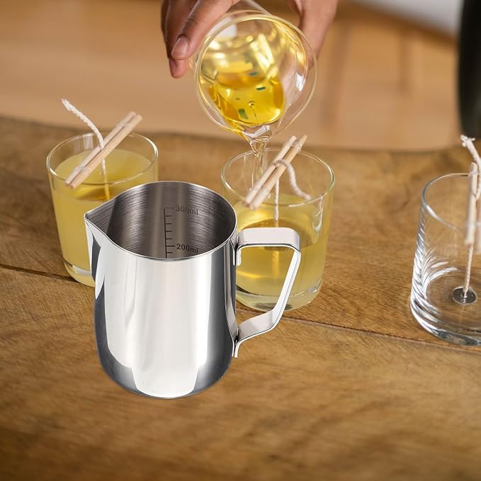 Healifty Wax Melting Pot Pitcher, Stainless Steel Candle Making Double Boiler with Pouring Spout for Beeswax Water Bath for Chocolate Milk Sauces 300ml