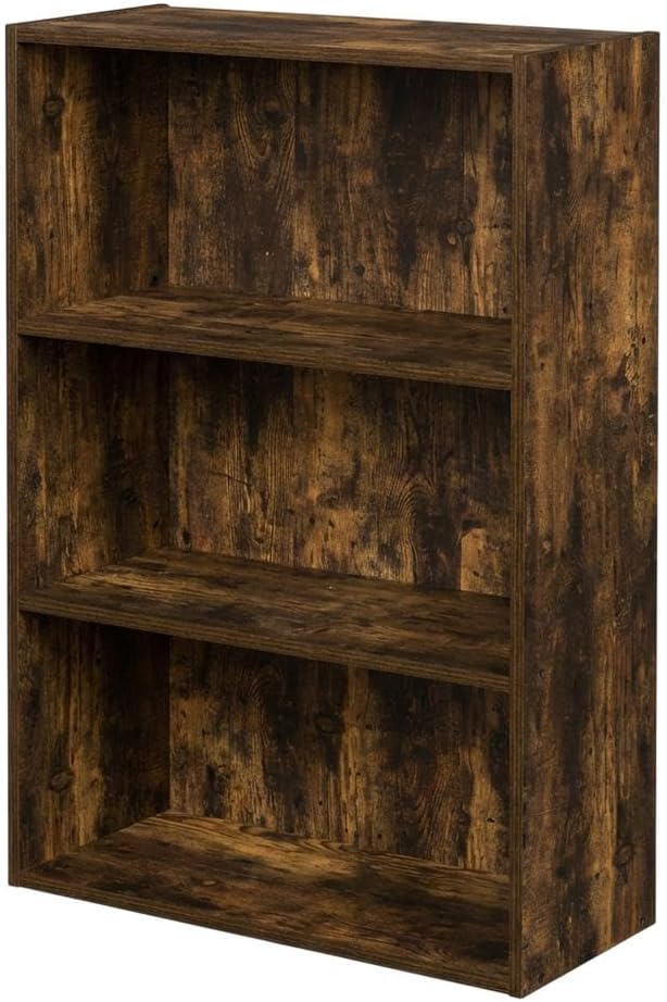 Furnifact Amber Pine Open Shelf Bookcase, 3-Tier Wooden Storage, Durable Wood, Living Room, Office, Bedroom Storage