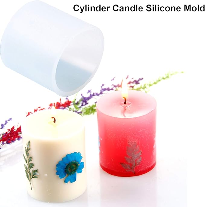 6 Pieces Cylinder Silicone Candle Molds Pillar Candle Silicone Molds Resin Casting Molds Candle Molds DIY Clay Molds