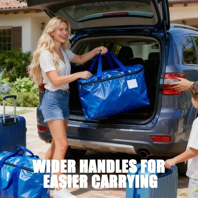 6 Pack Extra Large Moving Bags with Strong Zipper & Handles Heavy Duty Clothes Storage Bags Packing Moving for College