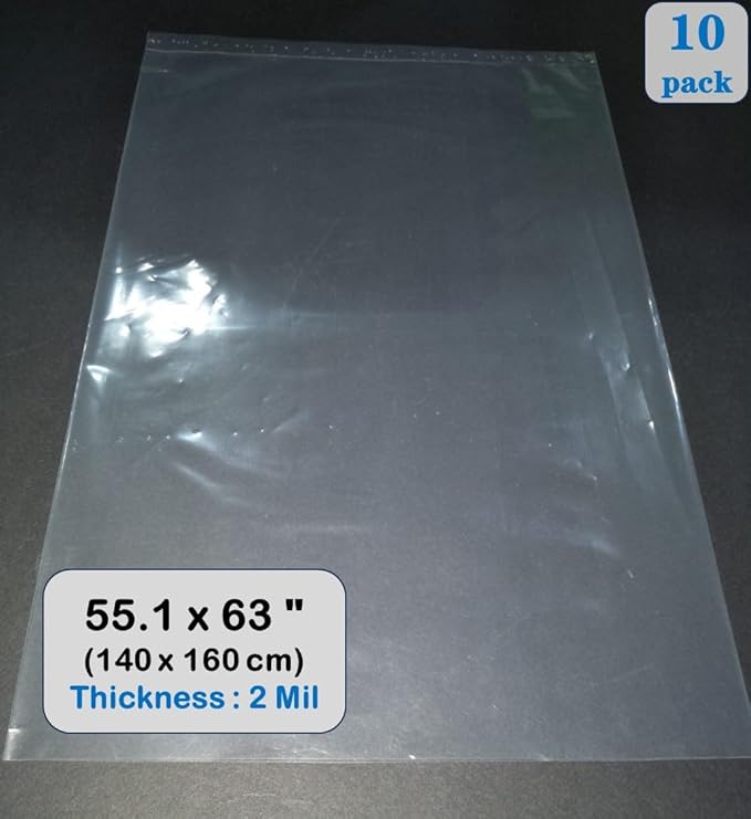 Extra Large Storage Bags 55 x 63 inches Huge Clear Plastic Bags Perfect for Garage, Moistureproof, Dustproof, Luggage,Suitcase,Furniture,Comforter and more (10 Pack)
