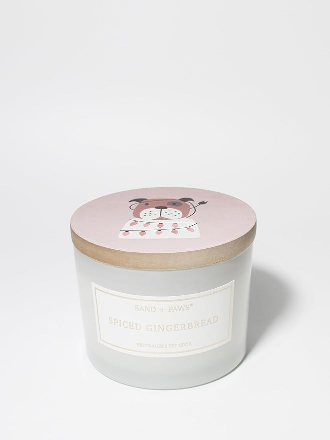 Sand + Paws Scented Candle -Spiced Gingerbread- Luxurious Air Freshening Jar Candles Neutralize pet Odors and Enhance Home décor – 100% Cotton Lead-Free Wicks - 12 oz