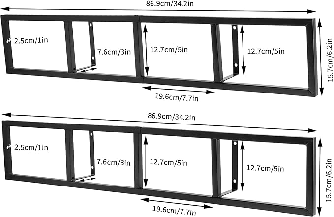 2Pcs Wall Mount Media Storage Rack, 34 Inch CD DVD Organizer Metal Floating Shelf, Cube Video Game Storage Organizer Shelf for Home Bedroom Living Room Office