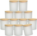 SUPMIND 12Pcs Empty Candle Jars 14 fl.oz Frosted Glass Jars Bulk with Bamboo Lids, Making Candles Containers Vessels for Candle Business 12 14 fl.oz