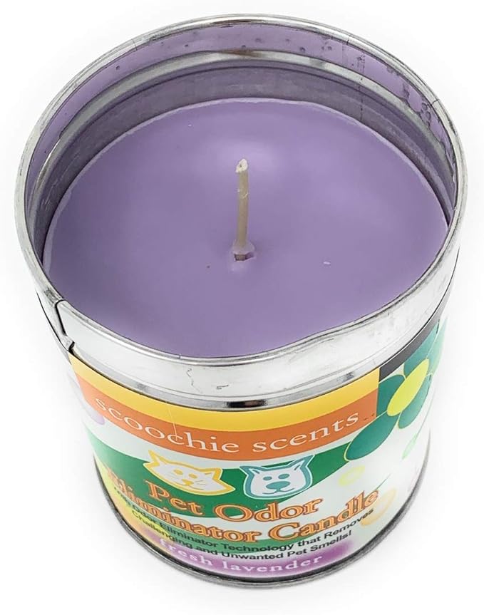 All Natural Soy Wax Pet Odor Eliminator Candle - Non Toxic Long Lasting (100 Hours Burn Time) Freshly Scented Pet House Candle - Safe Tin Jar - Made in USA - 13 Ounces (Fresh Lavender)