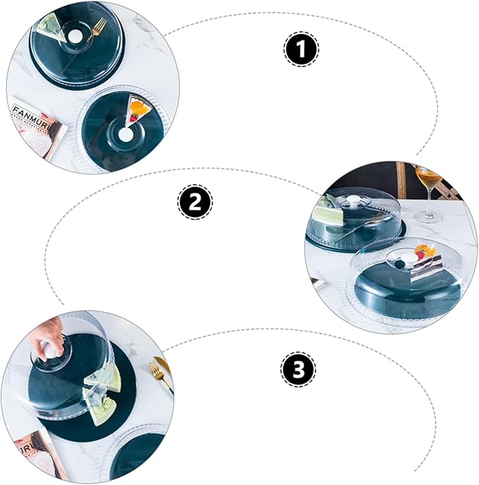 Heat Resistant Round Food Cover with Design Transparent Bowl Lid for Fresh Keeping Microwave Oven Splatter Guard Ergonomic Handle Suitable for Cakes Snacks Fruits and Dishes