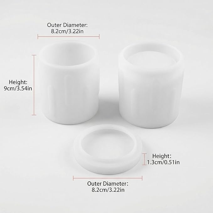 3D Heart Emboss Lidded Cylinder Silicone Mold, Candle Holder Storage Jar Mold for DIY Candle, Plaster Ornament, Romantic Home Decor & Craft Making