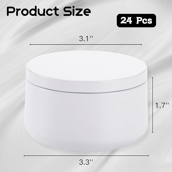 ZENFUN 24 Pieces White Candle Tins, 6 oz Candle Tin with Lids for DIY Candles Making,Candle Jars Bulk, Bulk Candle Containers for Candle Making, Arts & Crafts, Candle Storage, Party Supplies
