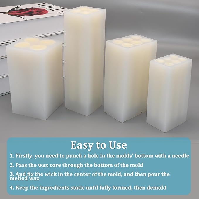 6-Cavity Long Cylinder Mold for Candle Making, 6 Holes Cylinder Silicone Candle Mold Long Pillar Silicone Mold for Wax Candle Making (Large)