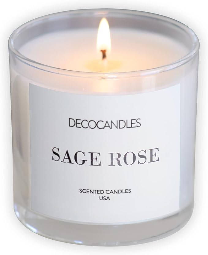 Urban Concepts by DECOCANDLES - Highly Scented Soy Candle - Long Lasting - Hand Poured in USA (6 Oz., Sage Rose)