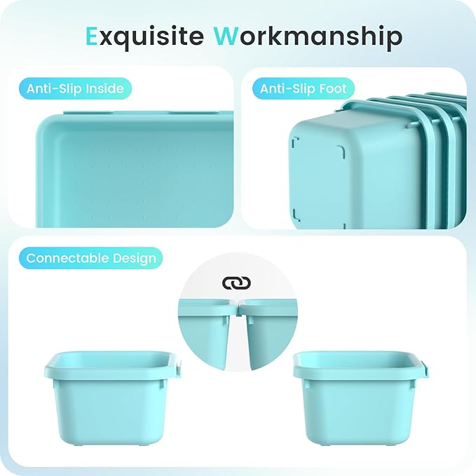 【𝟮𝟴𝗣𝗖𝗦】 【𝟱𝗦𝗶𝘇𝗲】 BlueGreen Drawer Organizer, Makeup organizer, 【Holds 177 Items】 Bathroom Organizers and Storage, Plastic Desk Organizer Divider, Organizer Bins for Office Vanity A-LUGEI