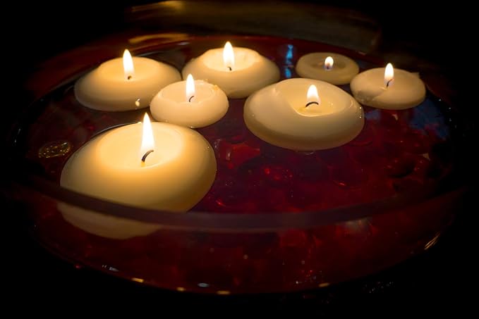 D'light Online 3 Inch Extra Large Floating Candles, 13 Hours Extended Burn Time Bulk Pack for Events for Weddings, Spa, Home Decor, Special Occasions and Holiday Decorations (Set of 54, White)