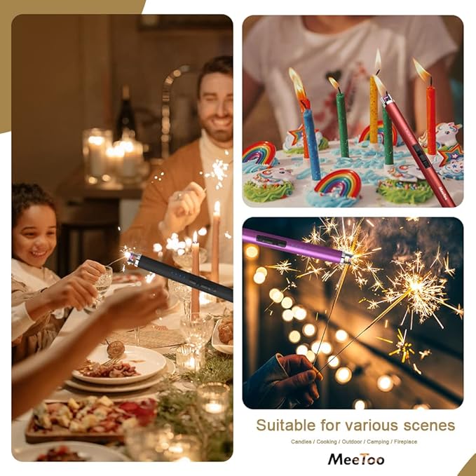 MeeToo Candle Electric Lighter Rechargeable USB Type-C Lighters for Candle Christmas Kitchen Camping Party, Gifts for Wife Women Men Nana Green