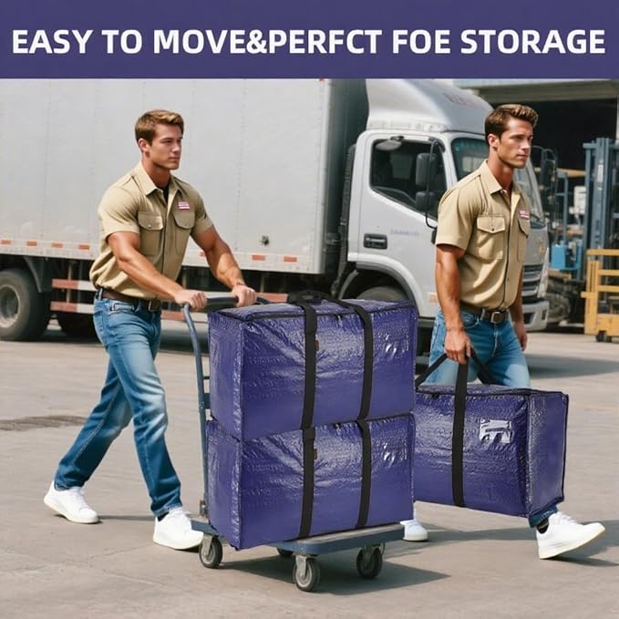 Cryster 2-Pack Clear Moving Bags – Heavy Duty Storage Totes with Reinforced Handles & Double Zippers, Extra Large for Packing, Organizing, and Moving ，Carry in 2 Ways