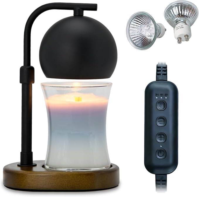 Candle Warmer Lamp Timer - Birthday Gifts for Women Mom Grandma, Mothers Day Gifts, House Warming Gifts New Home Decor Modern Farmhouse Decor with 2 Bulbs Wax Melt Compatible All Jar Candle Black