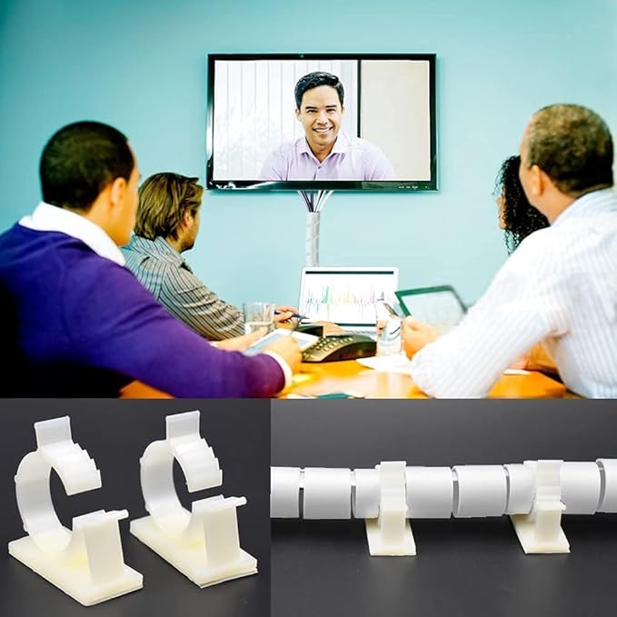 White PC Cable Sleeve Management, VIWIEU Desk Cord Organizer Cable Wrap Tubes 1PCS, 59" Plastic Cable Cover Bundler with Bonus Cable Clips and Electrical Zip Ties for TV Laptop Home Entertainment