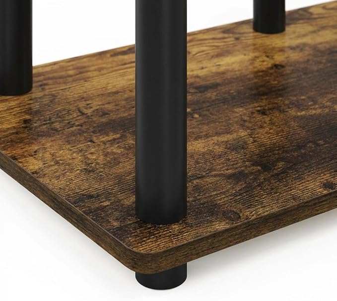 Furnifact Amber Pine/Black Wooden TV Stand with 3-Tier Open Shelves, Modern Design, Stable Construction for Living Room, Entertainment Center