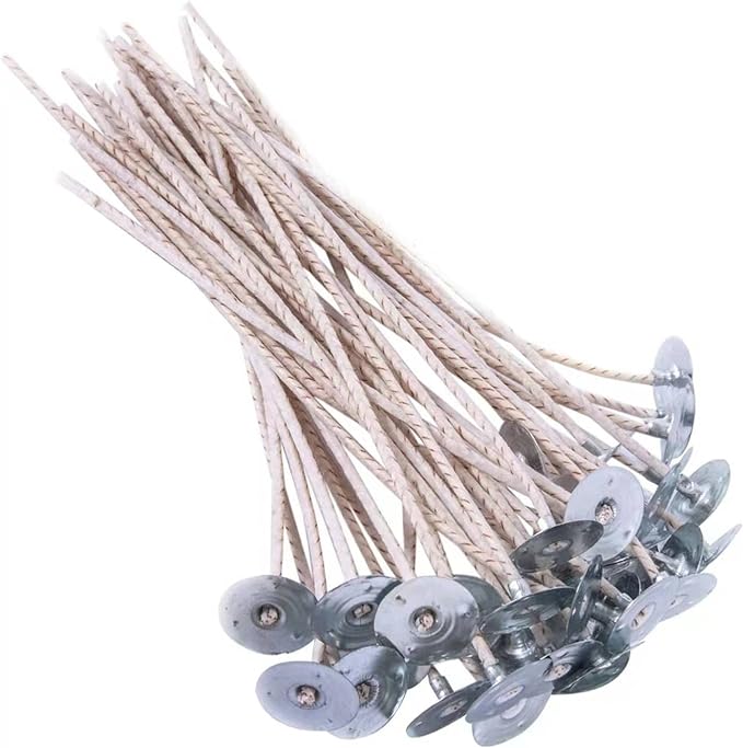 100pcs ECO 10 Wicks for Soy Candles, 6 inch Pre-Waxed Candle Wick for Candle Making,Thick Candle Wick with Base