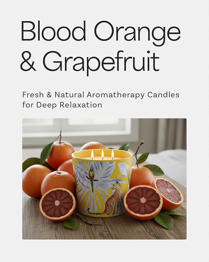 Blood Orange Grapefruit Scented Candle, 30oz Natural Soy Wax, 3 Wick Big Candles for Home Scented, 100+ Hour Slow-Burn,Non Toxic Aromatherapy Candle Gifts for Women&Men | Home,Stress Relief,SPA