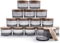 SHOWIN Thick Candle Jars for Making Candles 16 Pcs, 4 OZ Empty Jars with Wood Lids for Candle Making, Sample Container - Dishwasher Safe,Clear Gray