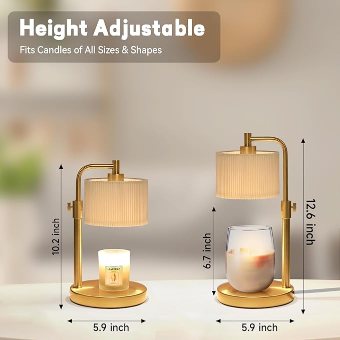 NITOWOLF Candle Warmer Lamp, Candle Lamp Warmer with Timer Adjustable Height Wax Warmer Lamp for Jar Candles, Birthday Gifts for Women House Warming Gifts (Gold)