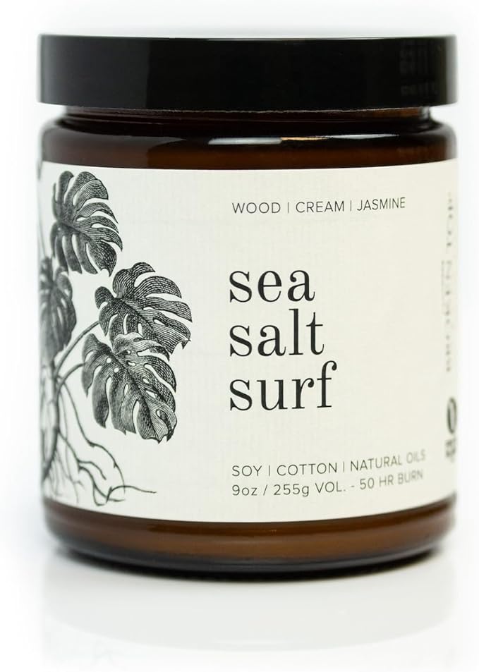 Broken Top Sea Salt Surf Pure Soy Candle | 9 oz. | Wood, Creme & Jasmine. 50-Hour Burn Time. Natural Cotton Wick, Vegan, No Parabens, No Phthalates