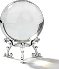 MerryNine 80mm/3.15" Photograph K9 Crystal Ball with Stylish Metallic Stand and Mirror Cloth, Decorative and Photography Accessory (Transparent)