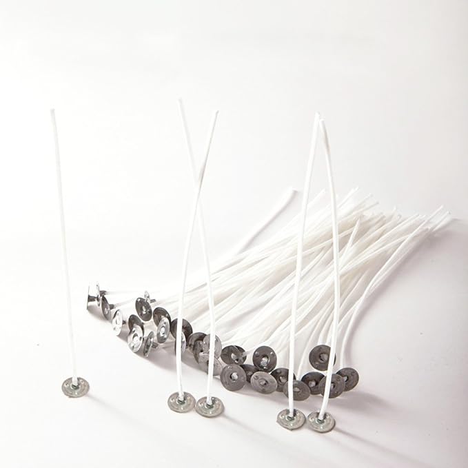 EricX Light 100 Piece Natural Candle Wick, Low Smoke 6" Pre-Waxed & 100% Natural Cotton Core,For Candle Making,Candle DIY