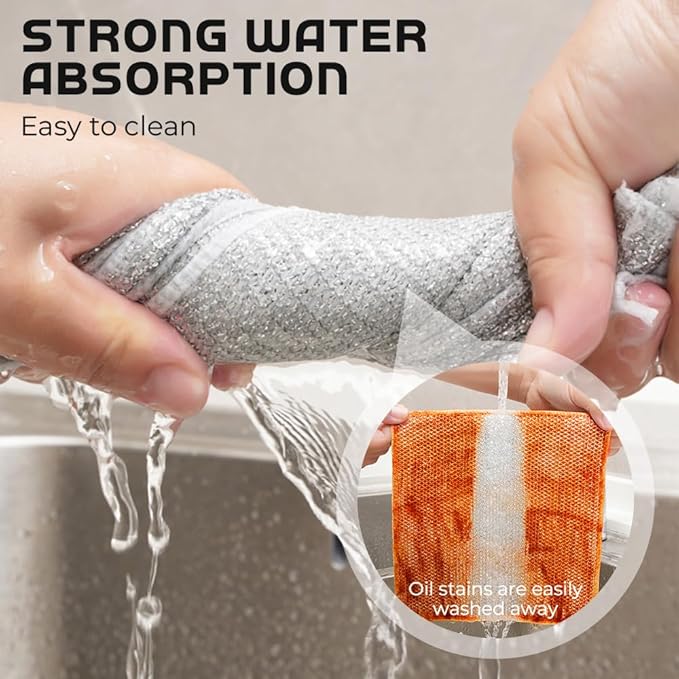 Multipurpose Wire Dishwashing Rags for Wet and Dry, New Double Layer Wire Cleaning Cloths Non Scratch Wire Dishcloth Rag, Reusable Scrubbing Pads for Washing Dishes Kitchen Supplies (15PCS)