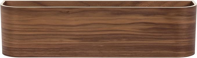 Wooden Wall Mounted Display Caddy, Floating Shelf Organizer Rack, Wood Wall Pocket, Storage Basket Bin 17.7” Wide (Walnut)