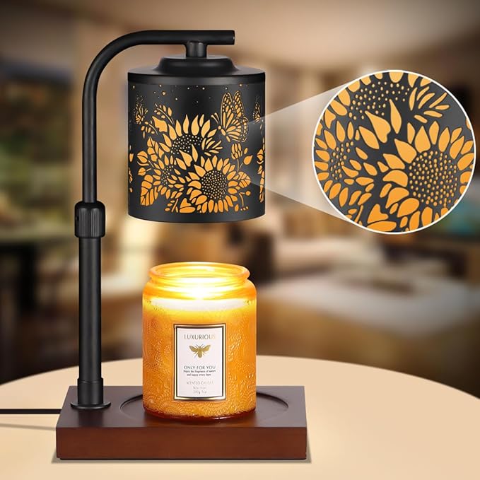 Candle Warmer Lamp with Adjustable Height Dimmable for New Home Decor Electric Candle Warmer for Jar Candles Birthday Gifts for Women Mom(Sunflower)