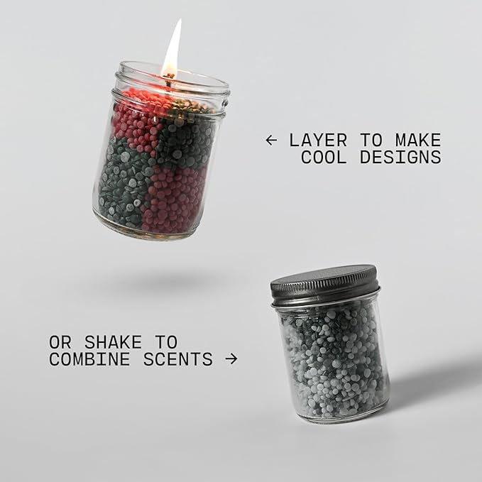 Milkhouse Candle Company Winter DIY Candle Kit - Farmhouse Christmas | Fresh Cut Fraser | Silver Birch Scented Wax Beads - 3 Bags of Scented Beads & 3 Wicked Jars with Lids, Made in the USA