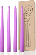 CANDWAX 12 inch Lilac Taper Candles Pack of 4 - Unscented Smokeless Dripless Candlesticks - Perfect as Easter Candles and for Special Occasions, Ordinary Dinners, Holidays - Lavender Candle Sticks